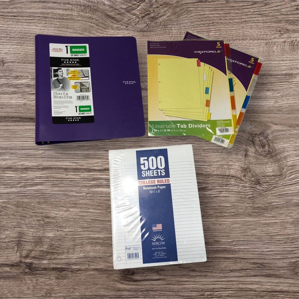 Back to School Essentials Supplies Pack Kit Bundle ~ Binder| 500 Paper | Divider